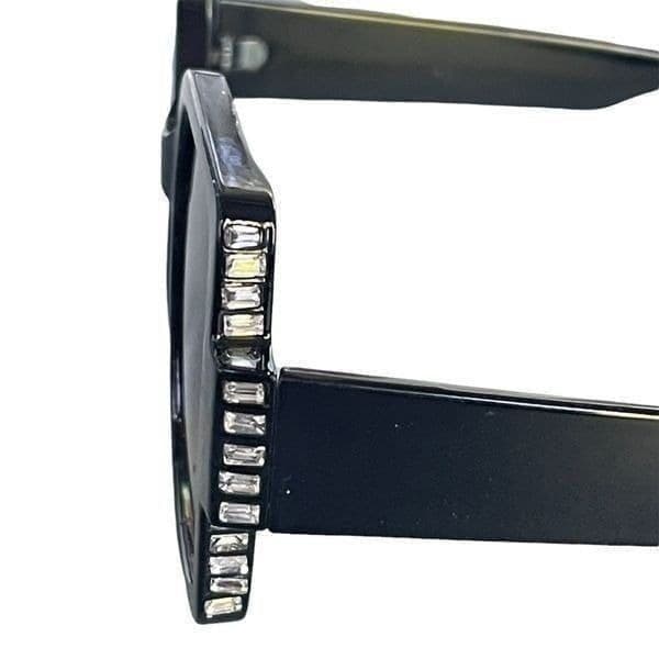 Cxcen Rhinestone Square Black Sunglasses - Thumbnail 6