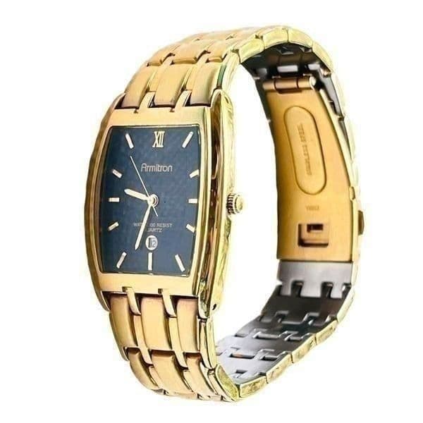 Armitron Unisex Goldtone Black Dial Analog Watch - Thumbnail 2