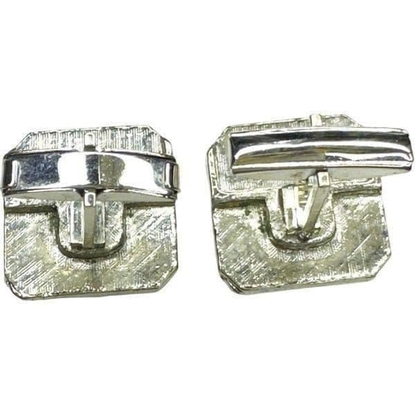 VINTAGE Sterling Silver Men’s Cuff Links .925 Blue Purple Metallic Shiny Sparkly - Thumbnail 6