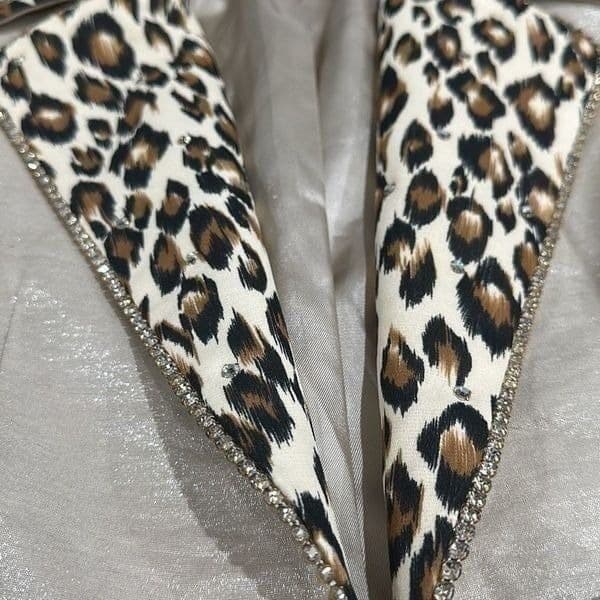 CACHE SOLINI NEW YORK Vintage Shimmer Rhinestone Leopard Cheetah Print Dress Coc - Thumbnail 7