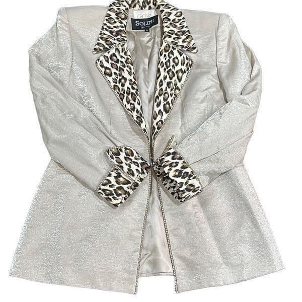 CACHE SOLINI NEW YORK Vintage Shimmer Rhinestone Leopard Cheetah Print Dress Coc - Image 1