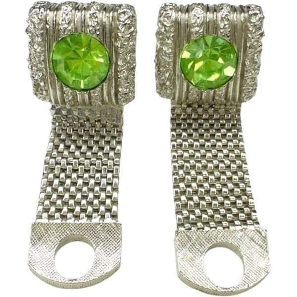 SWANK Signed Vintage Signed Men’s Cuff Links Swank Silver-tone Green Rhinestone - Thumbnail 4