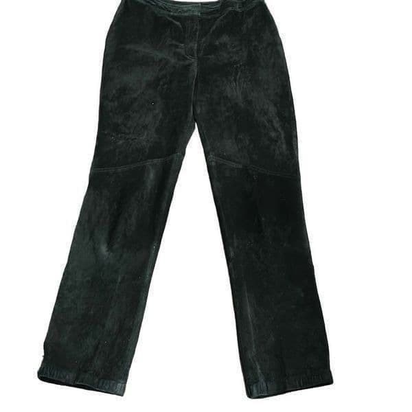 YVONNE MARIE Vintage 100 Leather Suede Black Pants Slacks Fully Lined Size 8 - Image 1