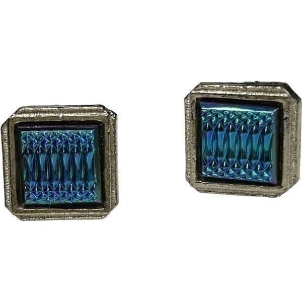 VINTAGE Sterling Silver Men’s Cuff Links .925 Blue Purple Metallic Shiny Sparkly - Thumbnail 7