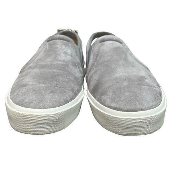 STUART WEITZMAN Jewel Crystal Embellished Gray Suede Leather Slip On Sneakers Sh - Thumbnail 5