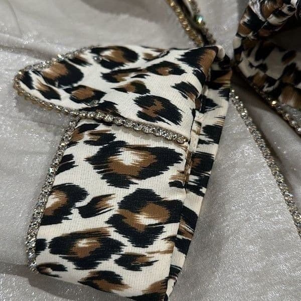 CACHE SOLINI NEW YORK Vintage Shimmer Rhinestone Leopard Cheetah Print Dress Coc - Thumbnail 8