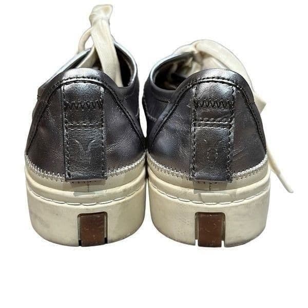 ALLSAINTS ALL SAINTS Metallic Pewter Silver Milla Leather Platform Sneakers Size - Thumbnail 6