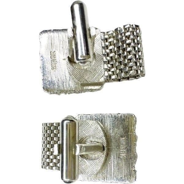 SWANK Signed Vintage Signed Men’s Cuff Links Swank Silver-tone Green Rhinestone - Thumbnail 6