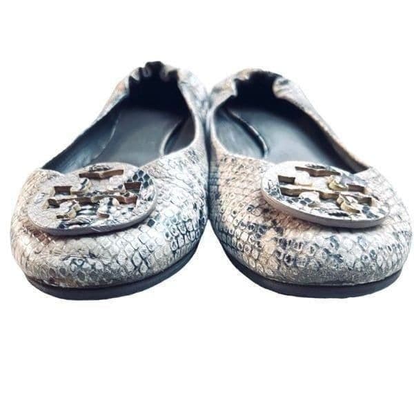 TORY BURCH Reva Snake-Print Ballerina Flat, Roccia, Sold Out In Stores EUC Size - Thumbnail 7
