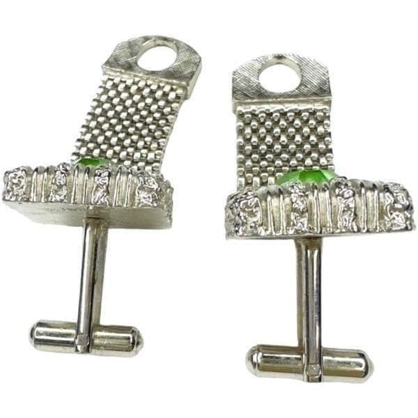 SWANK Signed Vintage Signed Men’s Cuff Links Swank Silver-tone Green Rhinestone - Thumbnail 2