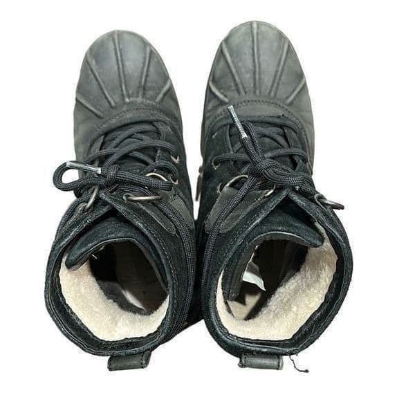 UGG AUSTRALIA Azaria Black Waterproof Suede Leather Rubber Sheepskin Winter Ankl - Thumbnail 5