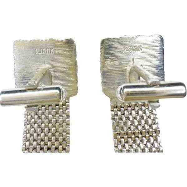 SWANK Signed Vintage Signed Men’s Cuff Links Swank Silver-tone Green Rhinestone - Thumbnail 5