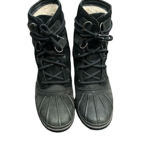 UGG AUSTRALIA Azaria Black Waterproof Suede Leather Rubber Sheepskin Winter Ankl - Thumbnail 7