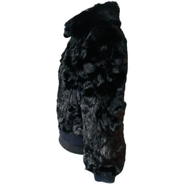 100% Rabbit Fur Coat Black Full Zip Size Small - Thumbnail 5