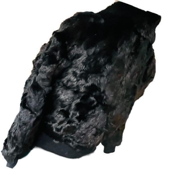 100% Rabbit Fur Coat Black Full Zip Size Small - Thumbnail 11