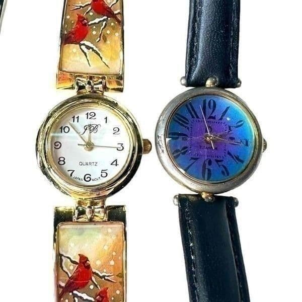 Lot Of 6 Watches 2 Murano Glass New Batteries Red Robin Titanium Colorful Bundle - Thumbnail 3