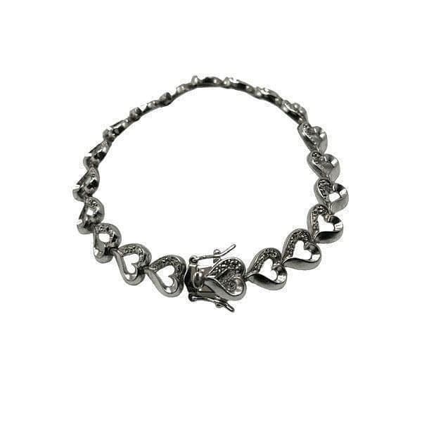 DIAMOND STERLING SILVER Heart Infinity Link Tennis Bracelet Double Safety Clasp - Thumbnail 4