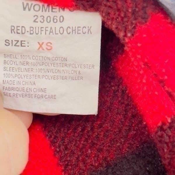 Vintage Woolrich Red Buffalo Check Checkered Fleece Lined Jean Jacket Coat Size - Thumbnail 3