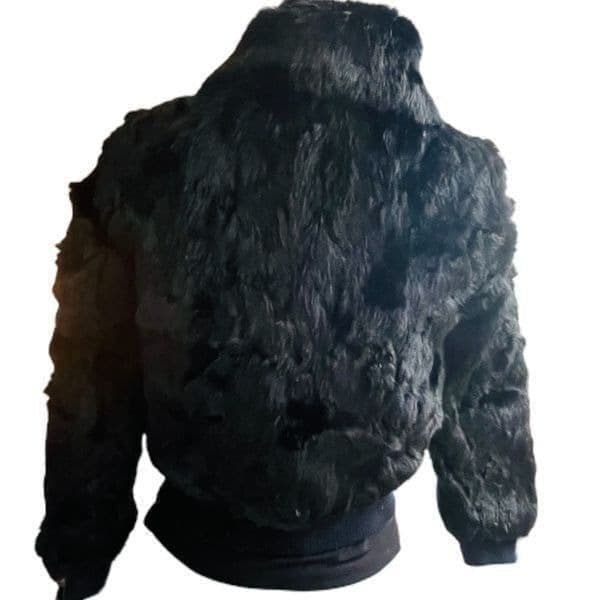 100% Rabbit Fur Coat Black Full Zip Size Small - Thumbnail 6