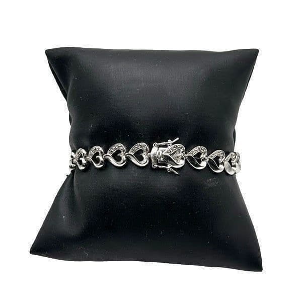 DIAMOND STERLING SILVER Heart Infinity Link Tennis Bracelet Double Safety Clasp - Thumbnail 6