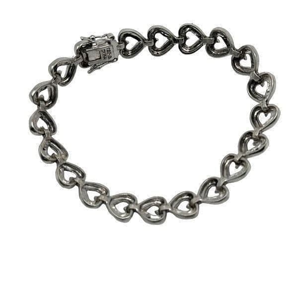 DIAMOND STERLING SILVER Heart Infinity Link Tennis Bracelet Double Safety Clasp - Thumbnail 9