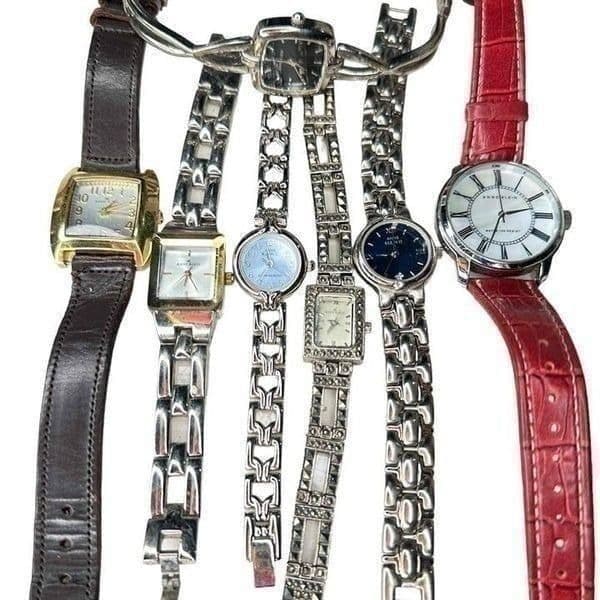 Lot of 6 Anne Klein Watches Leather Bands Analog Quartz GUC to EUC Batteries