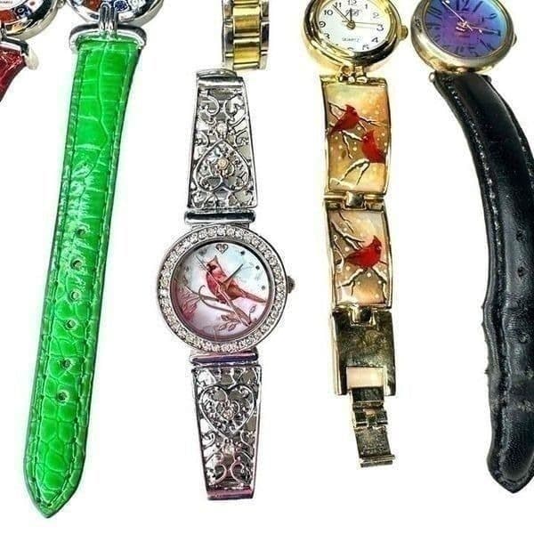 Lot Of 6 Watches 2 Murano Glass New Batteries Red Robin Titanium Colorful Bundle - Thumbnail 4
