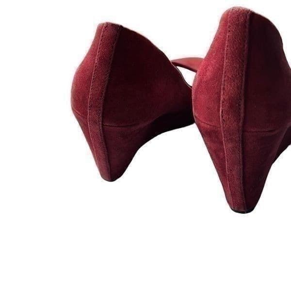 Via Neroli Mt Marlene Burgandy Suede Leather Wedge Heels Size 8 - Thumbnail 5