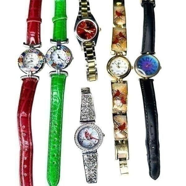 Lot Of 6 Watches 2 Murano Glass New Batteries Red Robin Titanium Colorful Bundle - Thumbnail 6