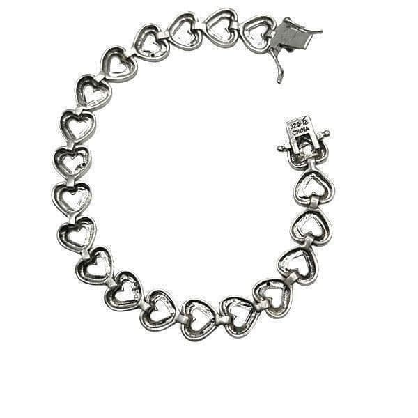DIAMOND STERLING SILVER Heart Infinity Link Tennis Bracelet Double Safety Clasp - Thumbnail 5