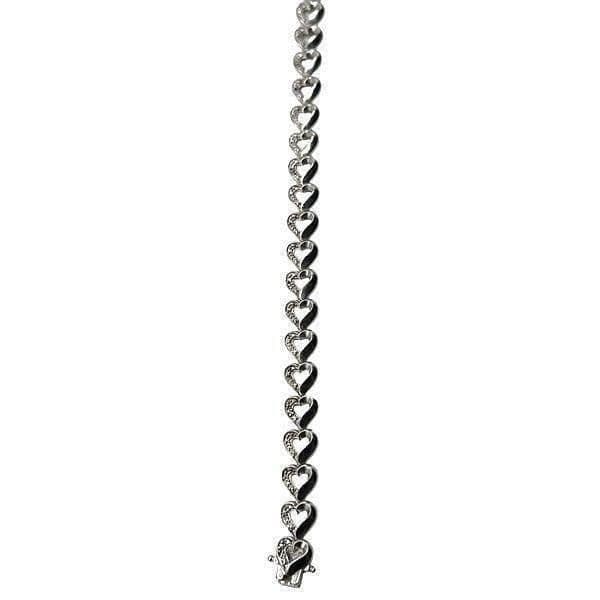 DIAMOND STERLING SILVER Heart Infinity Link Tennis Bracelet Double Safety Clasp - Thumbnail 7
