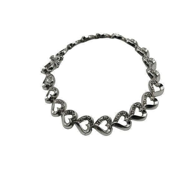 DIAMOND STERLING SILVER Heart Infinity Link Tennis Bracelet Double Safety Clasp - Thumbnail 3