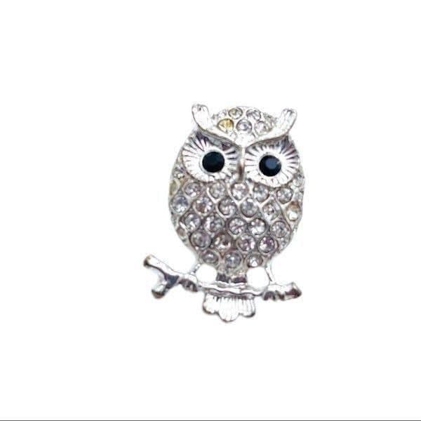 Owl Silvertone Rhinestone Ring Size 6 - Thumbnail 7