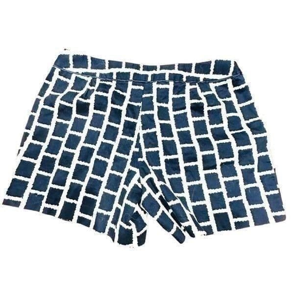CYNTHIA ROWLEY Blue White Geometric Shorts w/Pockets Size 6 - Thumbnail 2