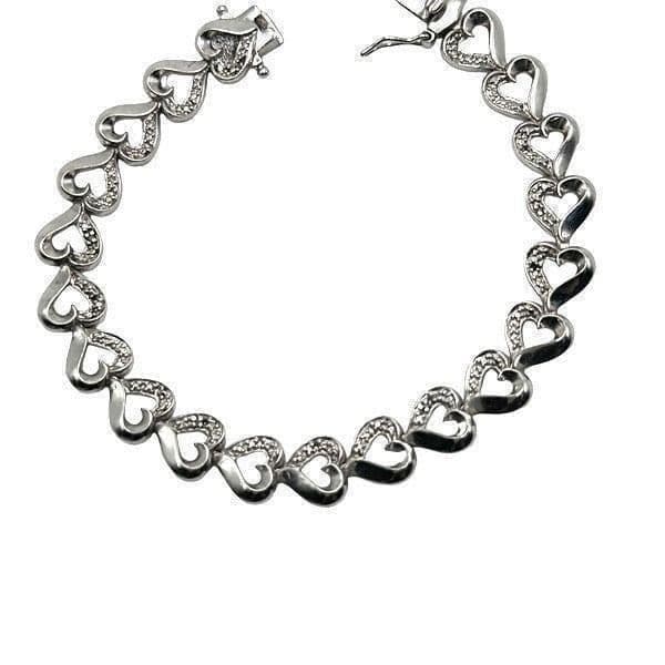 DIAMOND STERLING SILVER Heart Infinity Link Tennis Bracelet Double Safety Clasp - Thumbnail 8
