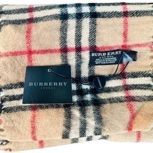 BURBERRY LONDON Nova Check 100% Cashmere Fringe Plaid 50” Scarf NEW WITH TAGS - Thumbnail 4