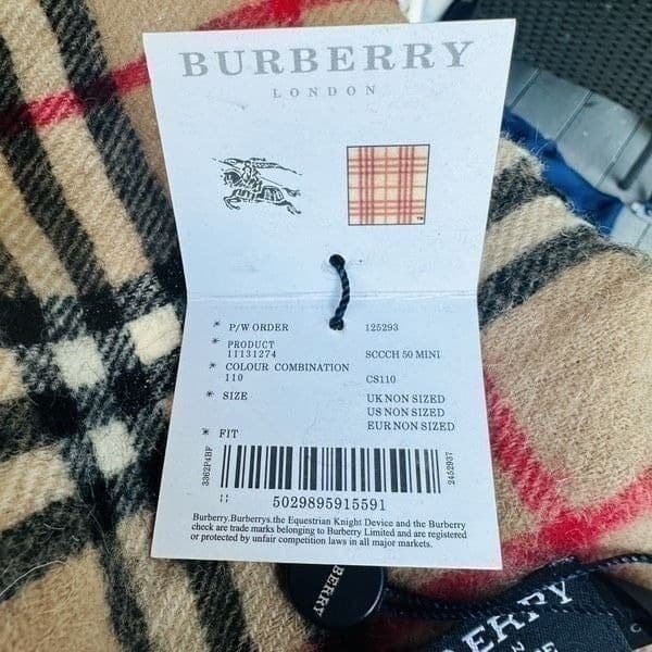BURBERRY LONDON Nova Check 100% Cashmere Fringe Plaid 50” Scarf NEW WITH TAGS - Thumbnail 7