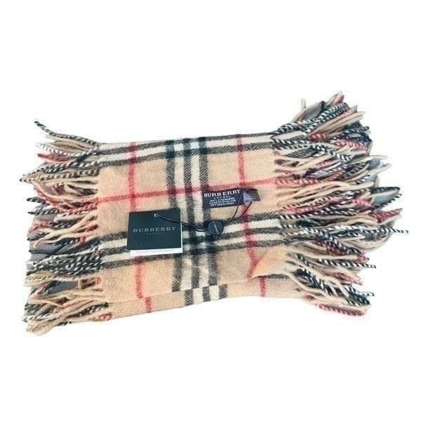 BURBERRY LONDON Nova Check 100% Cashmere Fringe Plaid 50” Scarf NEW WITH TAGS - Image 1