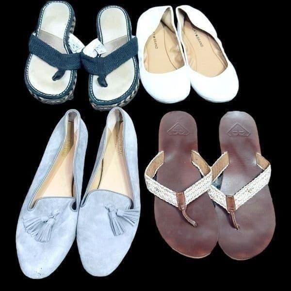 J. CREW UGG LUCKY BRAND ROXY Bundle Lot of 4 Pairs of Shoes Flip Flops Sandals B