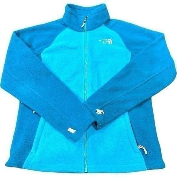 THE NORTH FACE Khumbu Blue Color Block Jacket Coat Polartec Classic 100 Micro Fl - Image 1