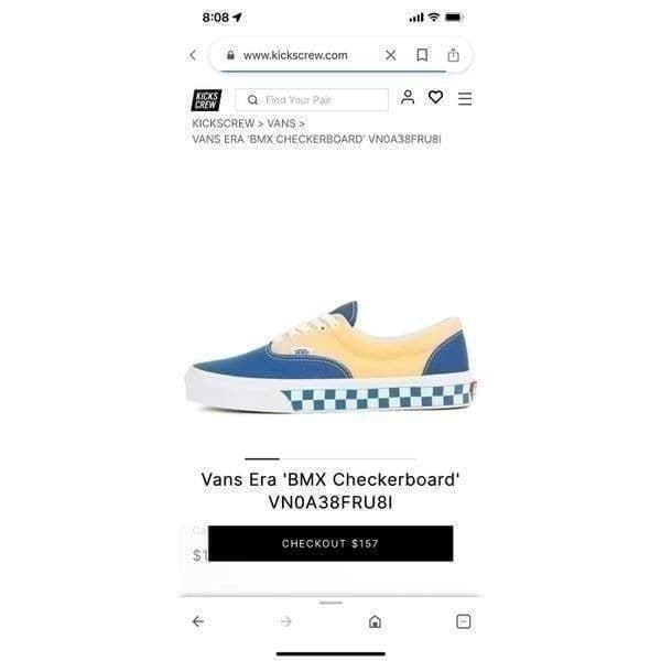 Vans Era BMX Checkerboard Blue Yellow Sneakers Mens Size 10 - Thumbnail 6