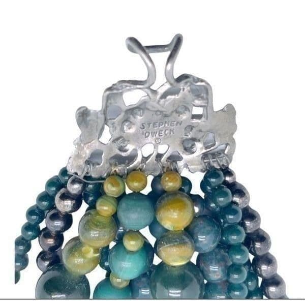 1990s Jade/Jadeite and Hematite Multi-Strand Bracelet Signed By Stephen Dweck - Thumbnail 6