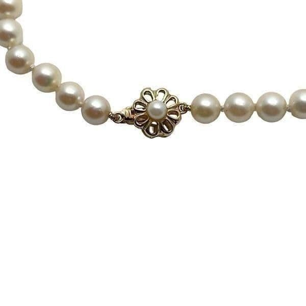 14K PEARL NECKLACE Genuine Vintage Pearls Double Hand Knotted on a Silk Cord Wit - Thumbnail 8