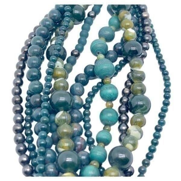 1990s Jade/Jadeite and Hematite Multi-Strand Bracelet Signed By Stephen Dweck - Thumbnail 3