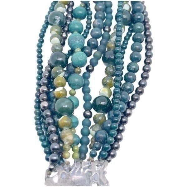 1990s Jade/Jadeite and Hematite Multi-Strand Bracelet Signed By Stephen Dweck - Thumbnail 8