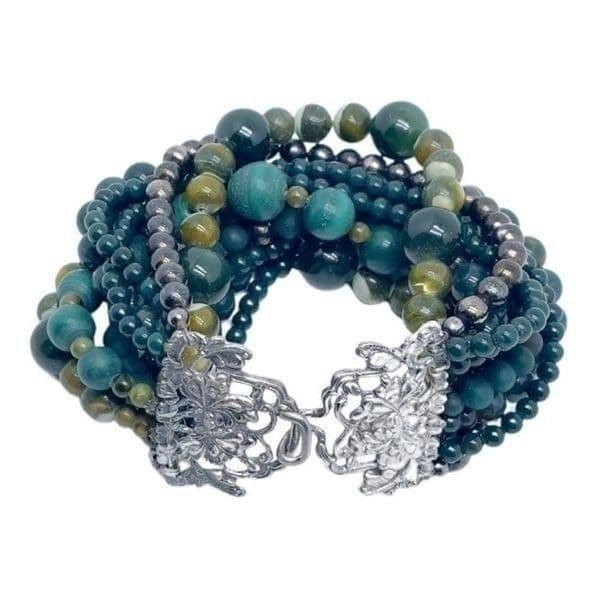 1990s Jade/Jadeite and Hematite Multi-Strand Bracelet Signed By Stephen Dweck - Image 1