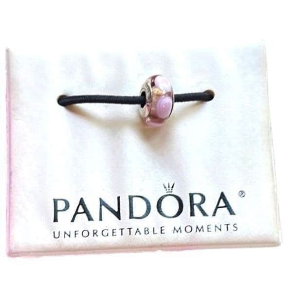 PANDORA Sterling sSilver Murano Glass .925 Pink Bead Charm for Pandora Bracelet - Image 1
