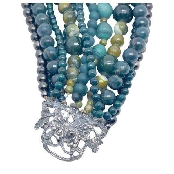 1990s Jade/Jadeite and Hematite Multi-Strand Bracelet Signed By Stephen Dweck - Thumbnail 11