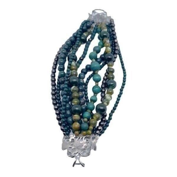 1990s Jade/Jadeite and Hematite Multi-Strand Bracelet Signed By Stephen Dweck - Thumbnail 7