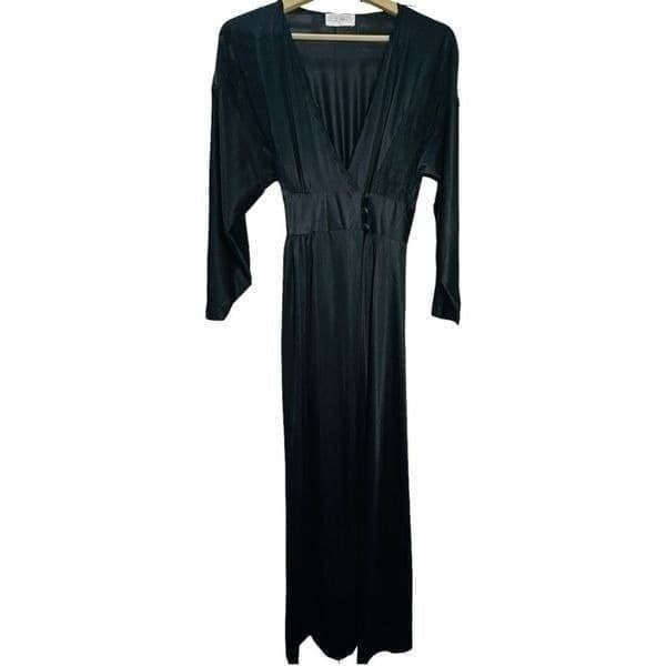 LILY OF FRANCE Rosa Puleo-Szule Vintage Black Lace Wrap Nightgown Chemise Slip D